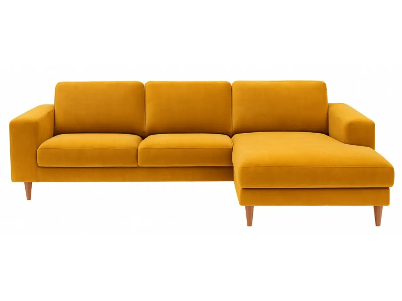 Billede 1 - Hjort Knudsen Hadsten chaiselong sofa Højrevendt - Sennepsgul velour