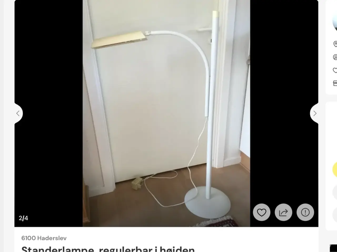 Billede 1 - Standerlampe højde regulerende