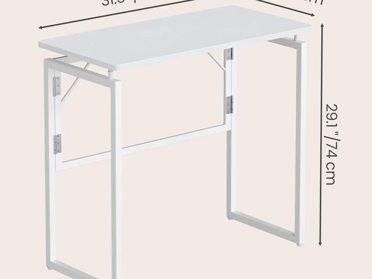 Billede 3 - Sammenklappeligt skrivebord - mat hvid, 80 x 40 cm