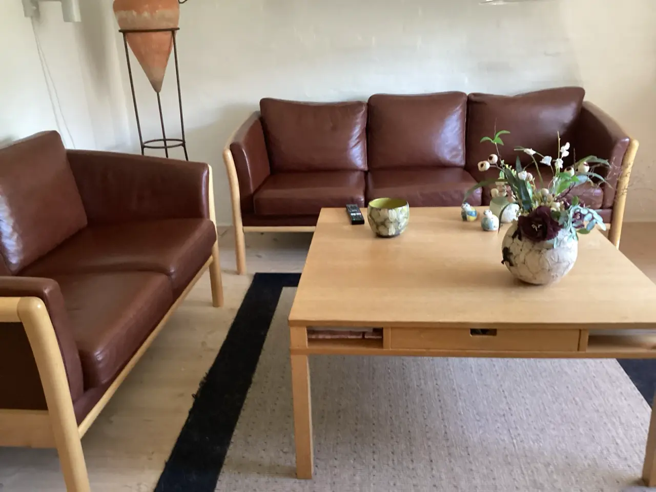 Billede 1 - Sofasæt brun læder