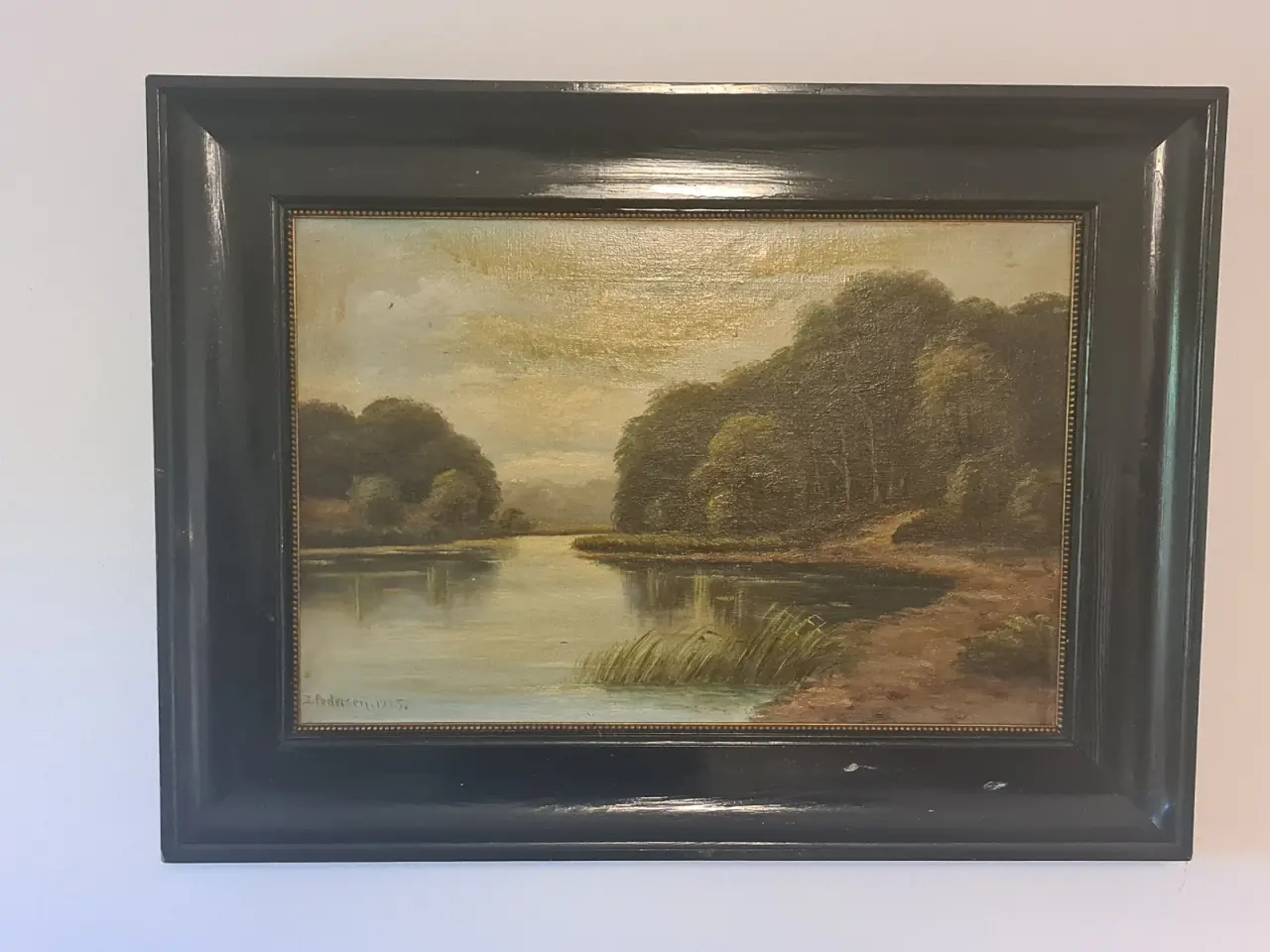 Billede 2 - Ældre signeret oliemaleri fra 1925 – sø- og skov