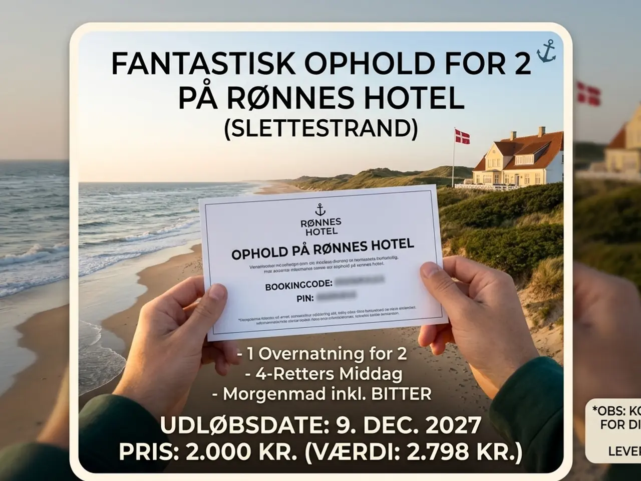 Billede 1 - ophold for to på Rønnes hotel (slette strand)