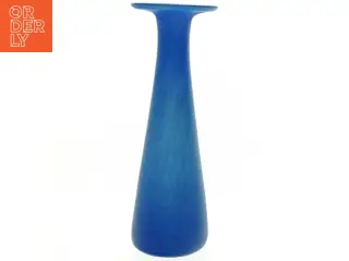 Mundblæst Blå Glas Vase med flot farvespil(str. 24 x 8 cm)
