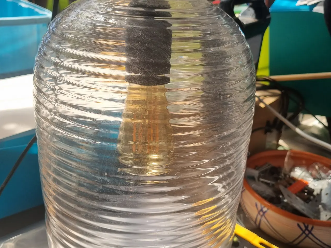 Billede 1 - Flot stor glas lampe.