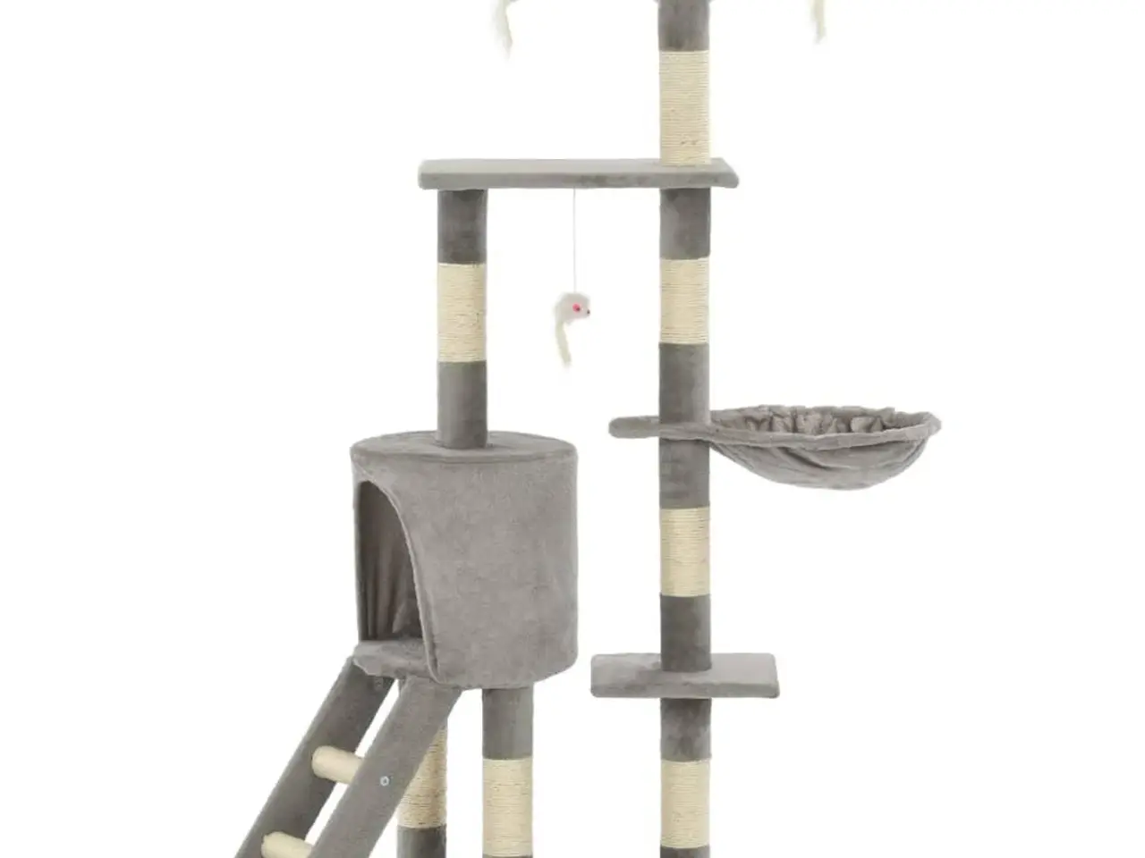 Billede 3 - Kradsetræ til katte med sisal-kradsestolper 138 cm - grå