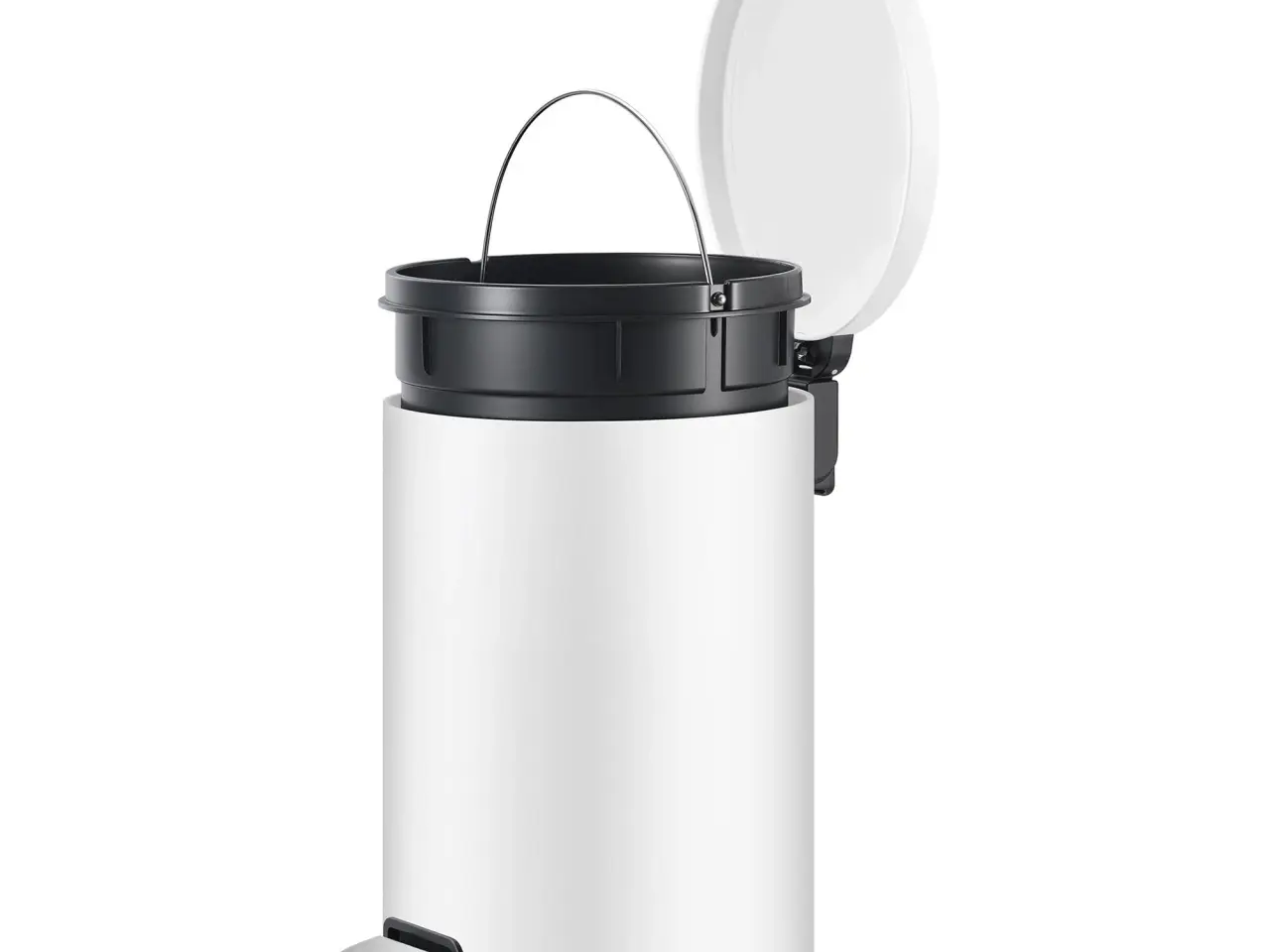 Billede 1 - Rund pedalspand 20 l i stål - dæmpet lukning, inderspand og 15 poser, Cloud White