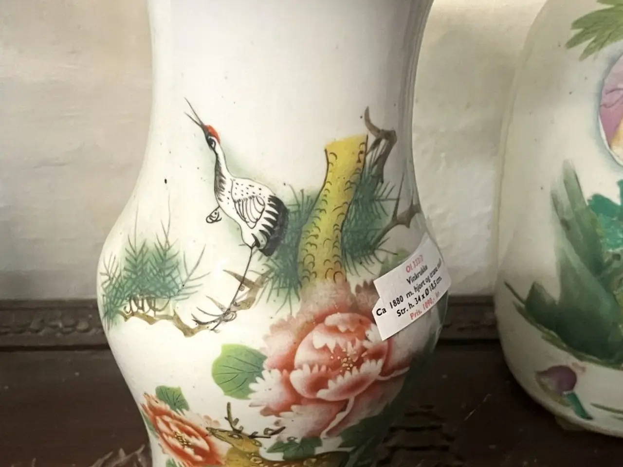 Billede 1 - Kinesisk antik vinkrukke porcelæn h. 34 cm.