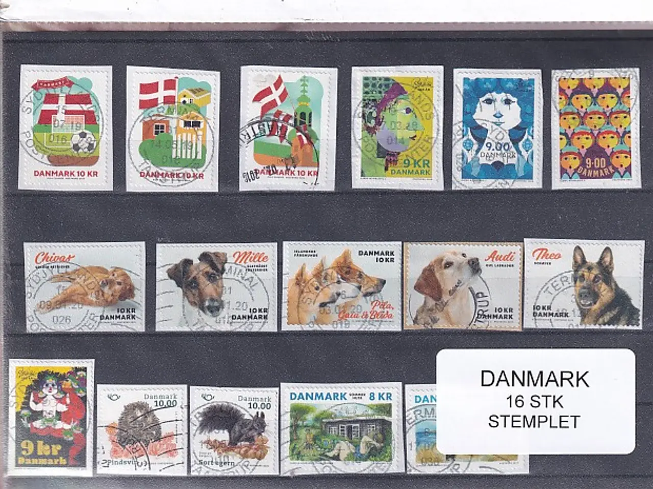 Billede 1 - Danmark - 16 Stk nye enkeltmærker - Stemplet