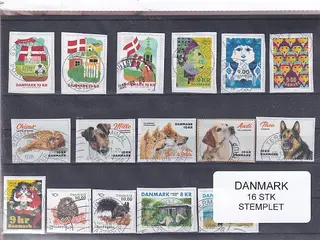 Danmark - 16 Stk nye enkeltmærker - Stemplet