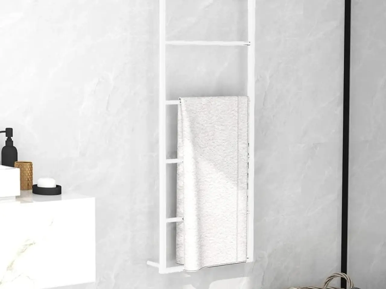 Billede 1 - Håndklædestativ hvid 45x10x115 cm stål