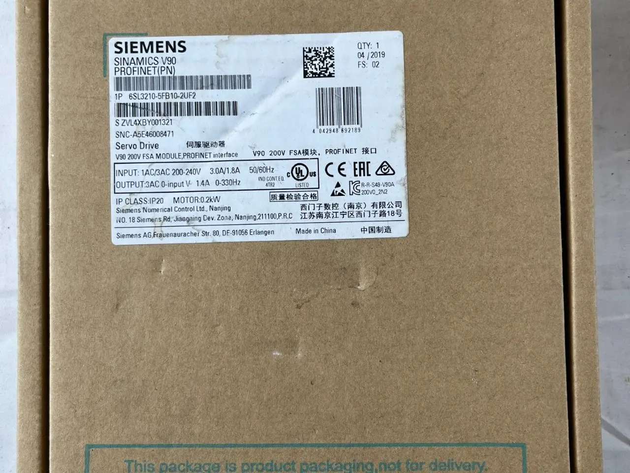 Billede 2 - Siemens 6SL3210-5FB10-2UF2 Sinamics V90 servodrev