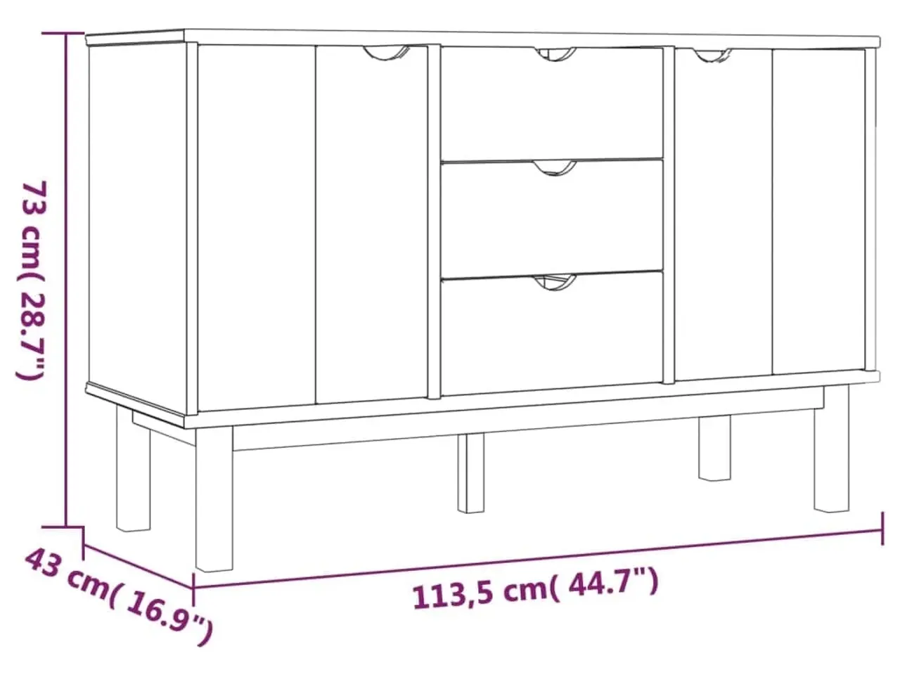 Billede 6 - Skænk OTTA 113,5x43x73 cm massivt fyrretræ