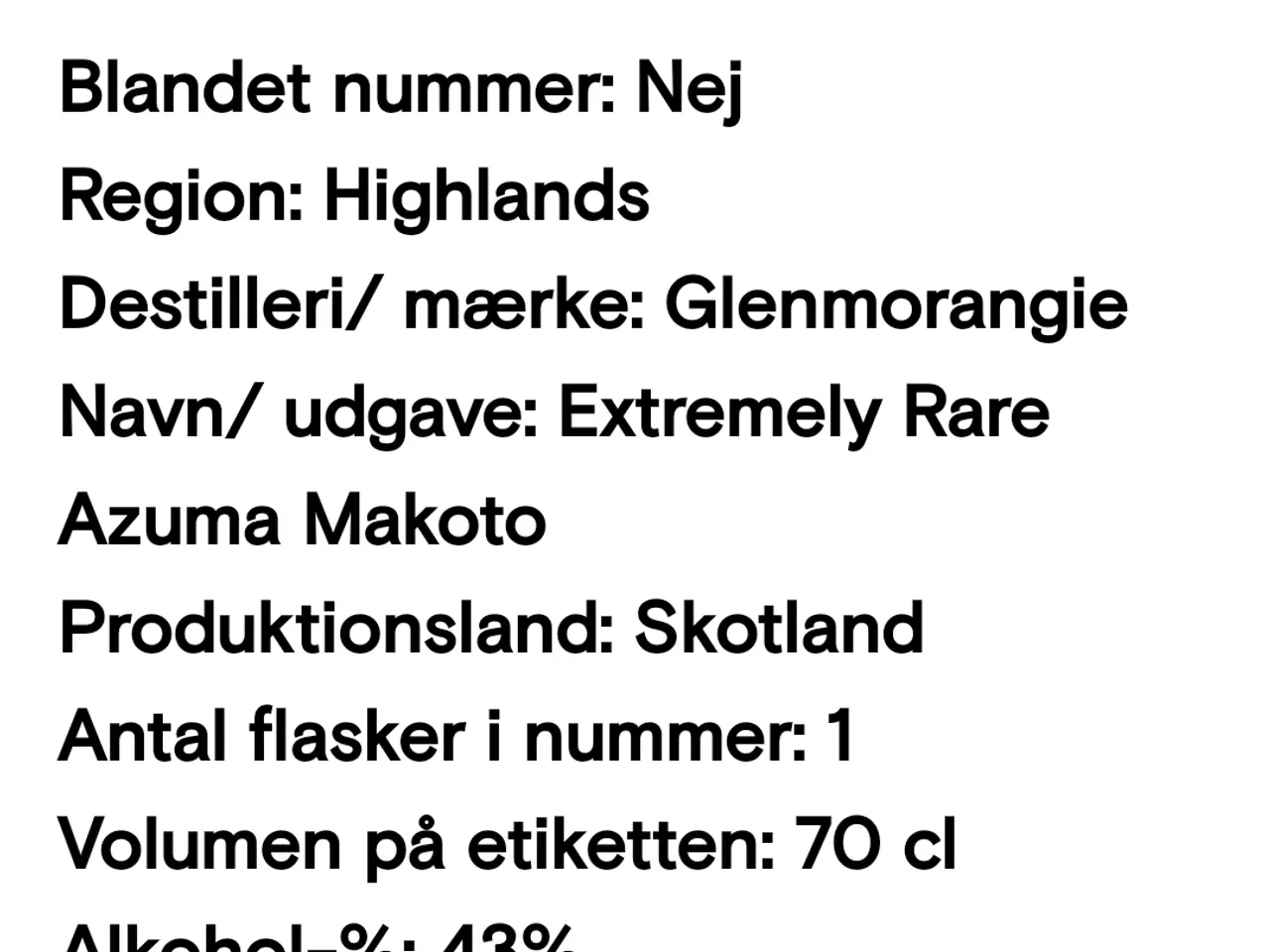 Billede 3 - glenmorangie ekstremly rare , azuma makoto 43%