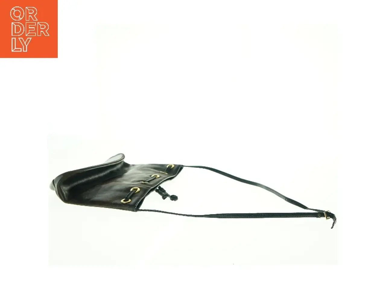 Billede 4 - Sort læder skuldertaske (str. 31 x 22 cm)