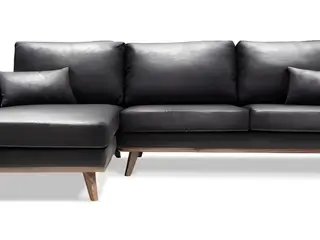 Simone chaiselongsofa - venstrevendt, sort PU læder