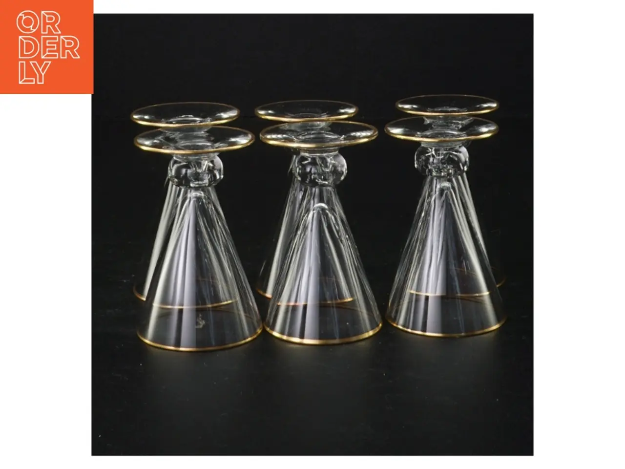 Billede 1 - Vintageglas med guldkant (str. 8 x 5 cm)