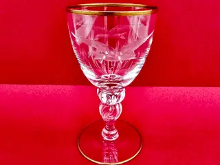 Mågeglas Rødvinsglas Med Guldkant