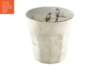 Porcelænskrus med fuglemotiv (str. Ø 9,5 cm længde 9,5 cm)