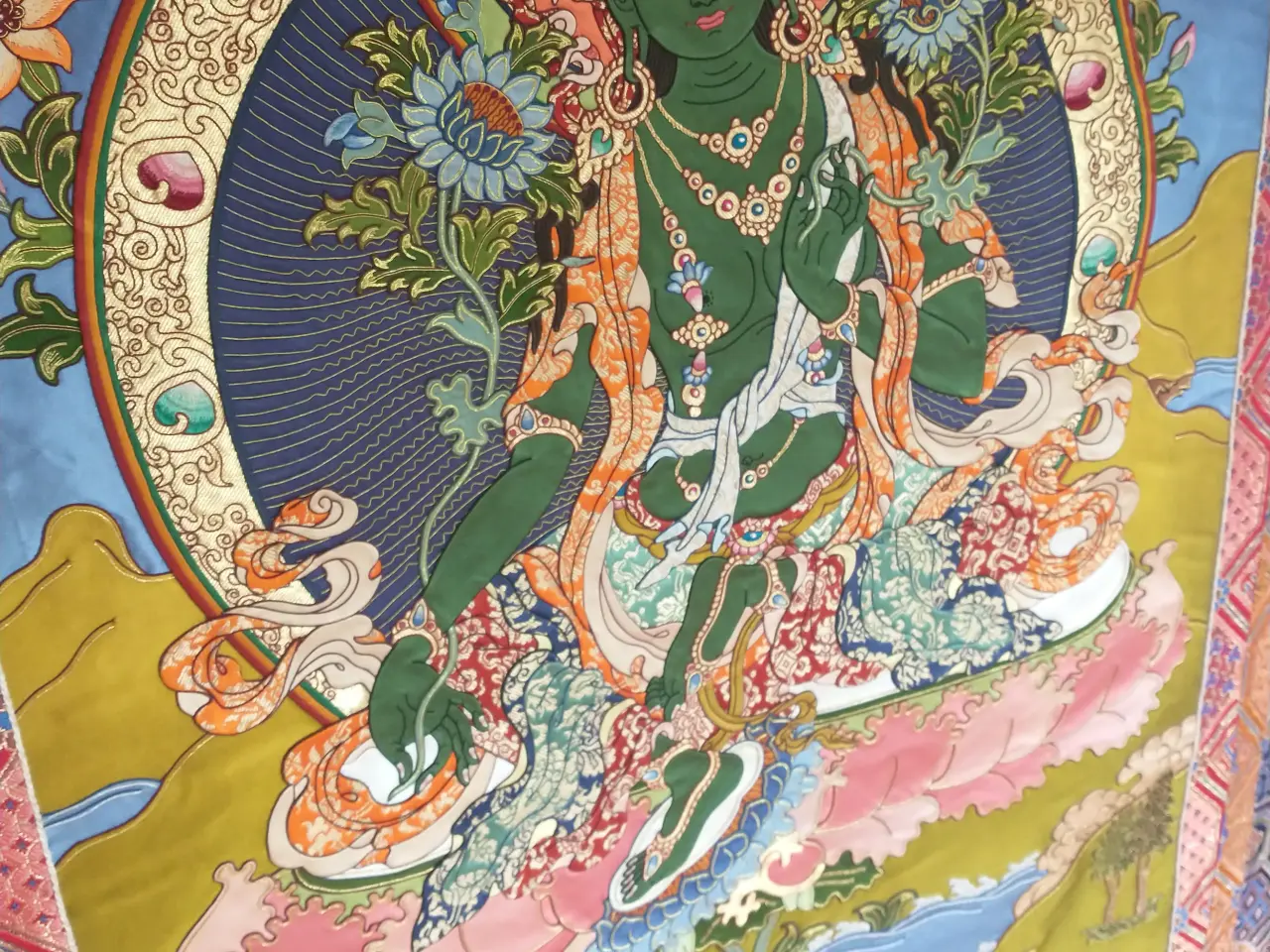 Billede 2 - Tibetansk thangka - Grøn Tara