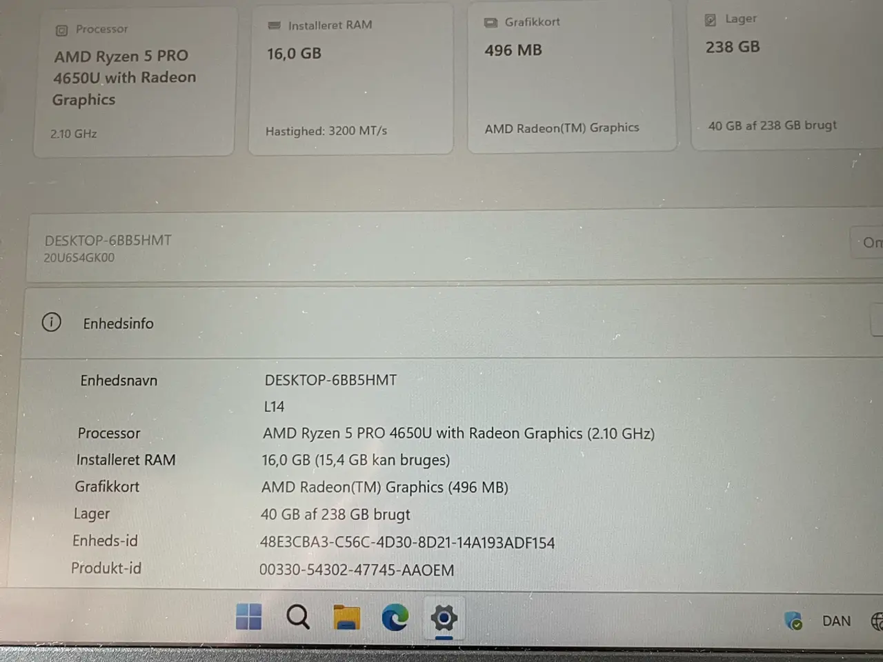 Billede 13 - Lenovo ThinkPad L14 Gen 1 14” FHD bærbar