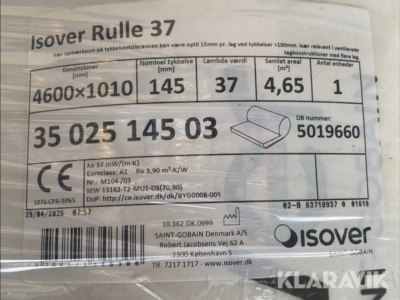 Billede 2 - Isolering Isover 145 mm 15 ruller - 69 kvm