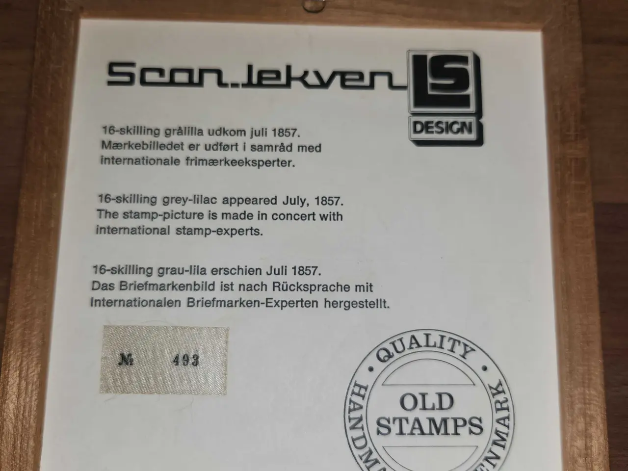 Billede 5 - 4.stk. Antikke frimærke platter med træ ramme