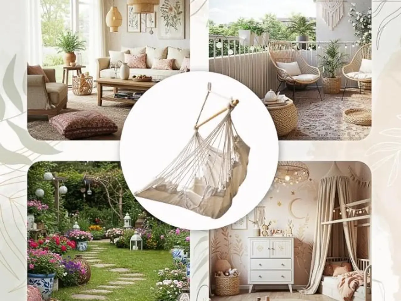 Billede 11 - Brasiliansk hængestol med fodstøtte - beige
