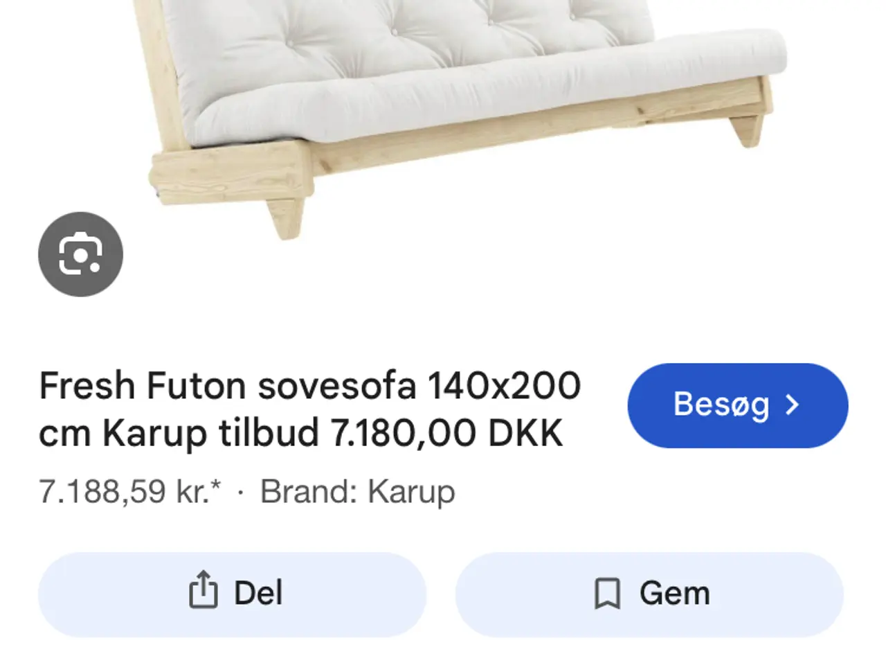 Billede 2 - Futon sovesofa sort træstol natur hynde