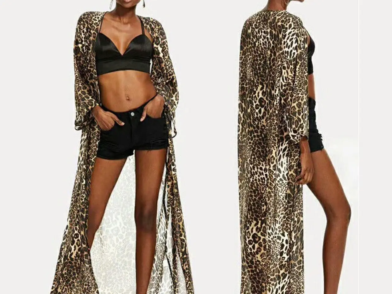 Billede 2 - Kimino med Leopard print (lang)Brun og Lys leopard