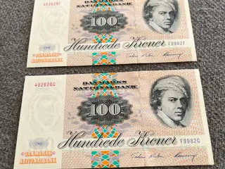 To 100 kr sedler fra 1972a serien