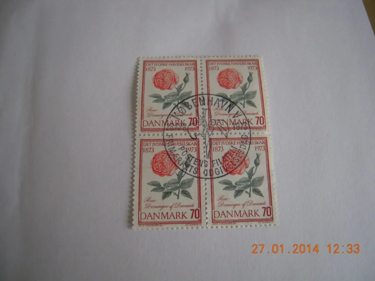 Billede 1 - Frimærker, Firblok fra 1973 med stempel