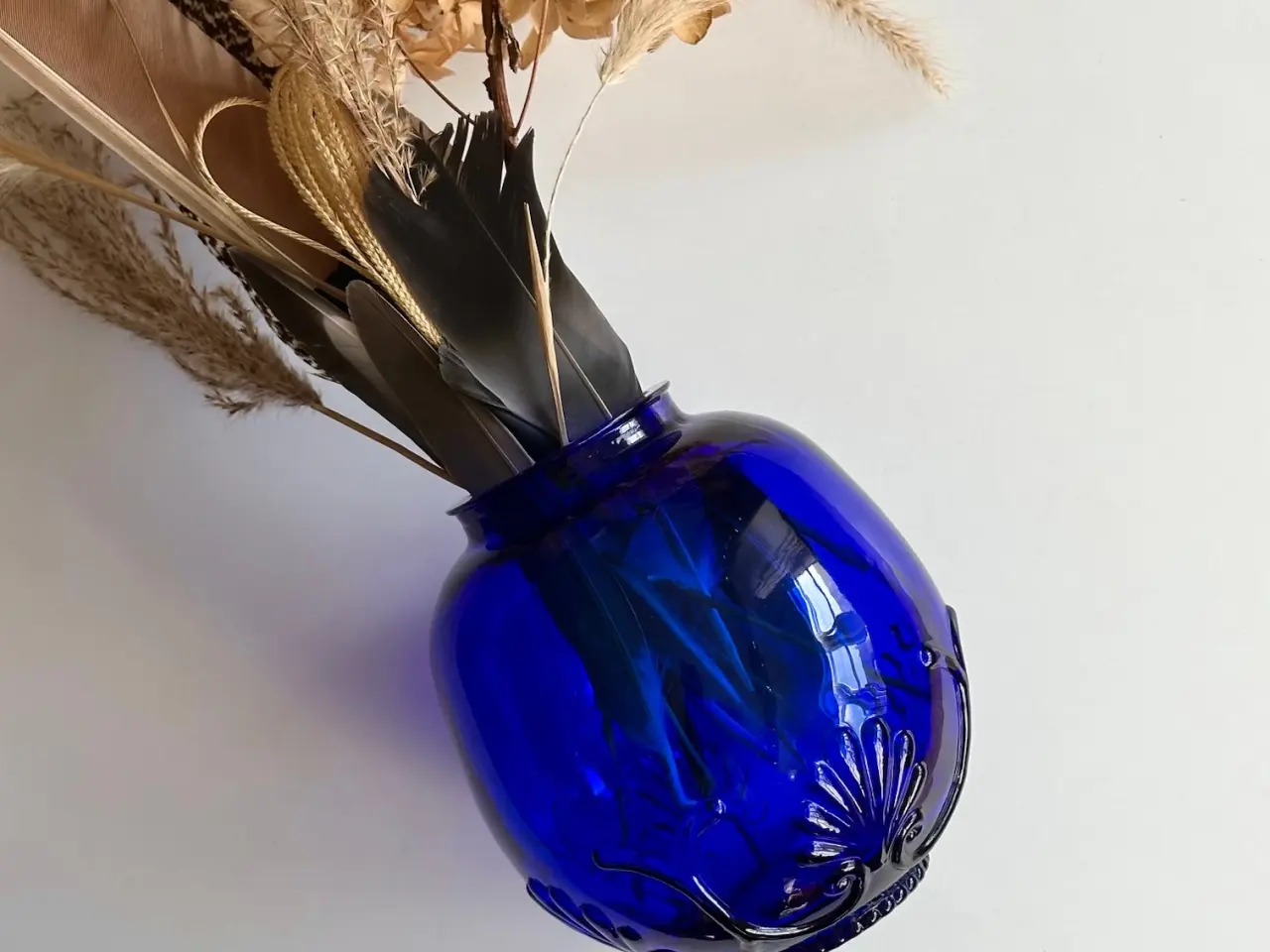 Billede 1 - Kuglevase, presset glas