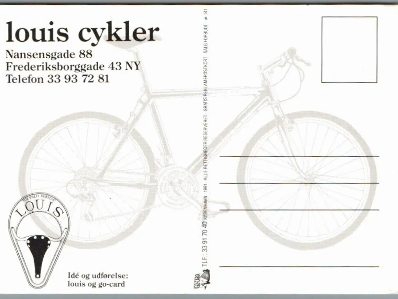 Billede 1 - Louis Cykler - Nansensgade 88 - Kbh. - Ubrugt