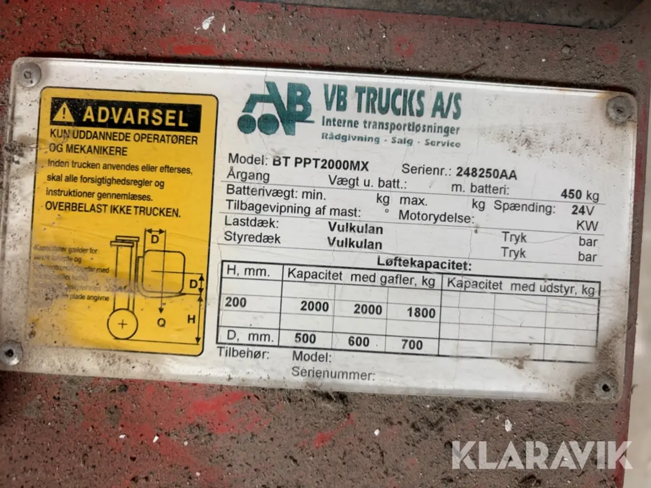 Billede 5 - El-palleløfter VB Trucks BT PPT2000MX