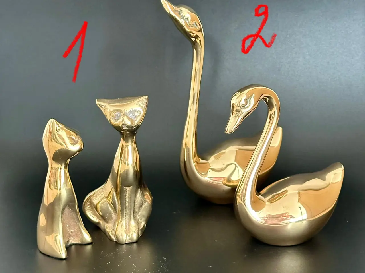 Billede 1 - Vintage dyrefigurer håndstøbte af massiv messing 