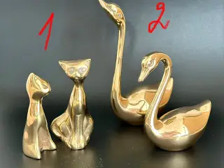 Vintage dyrefigurer håndstøbte af massiv messing