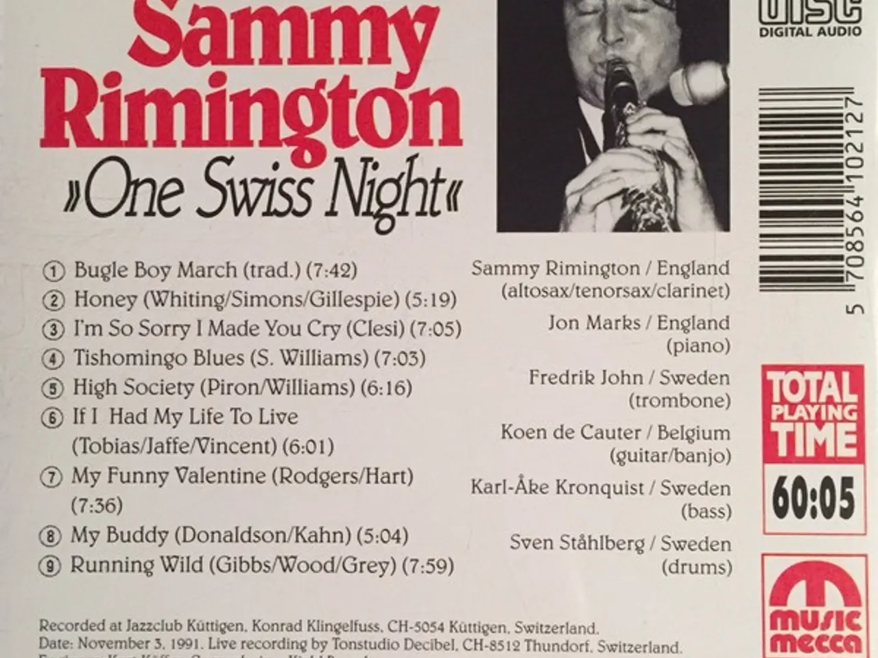 Billede 2 - Sammy Rimington – One Swiss Night – CD