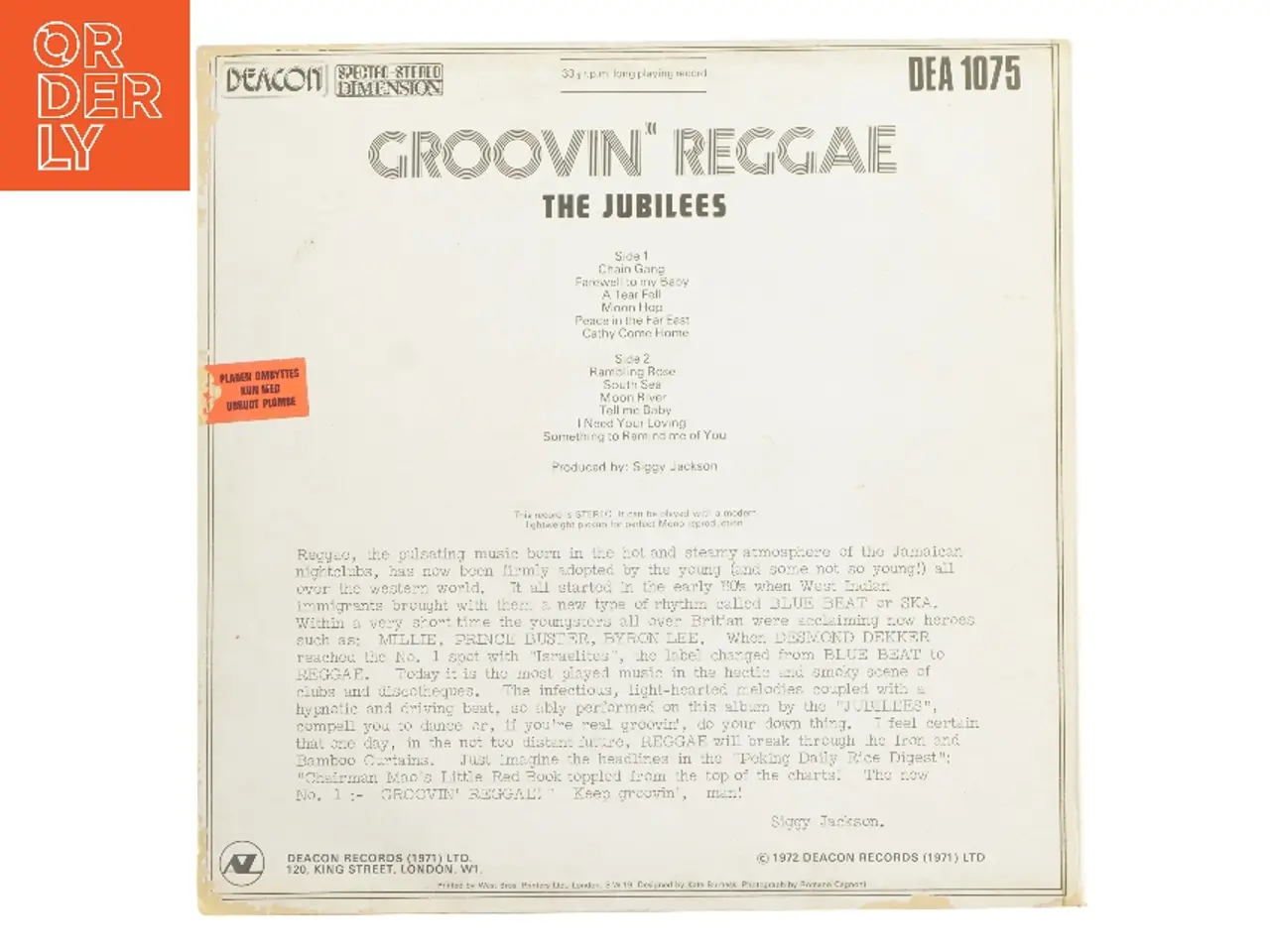 Billede 3 - Groovin' Reggae LP af The Jubilees