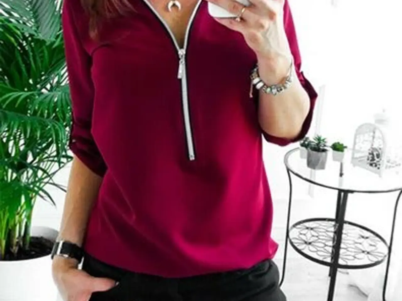 Billede 3 - bluser med lynlås I XL størrelsen=Medium.i3 farver
