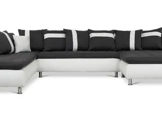 Miami XL U-sofa højrevendt - hvid tekstillæder/koksgrå