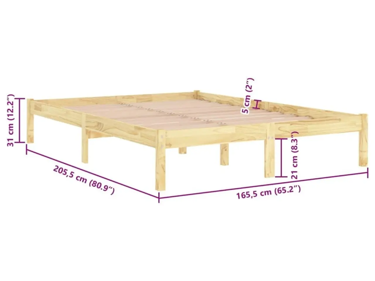 Billede 8 - Sengeramme 160 x 200 cm i massivt fyrretræ