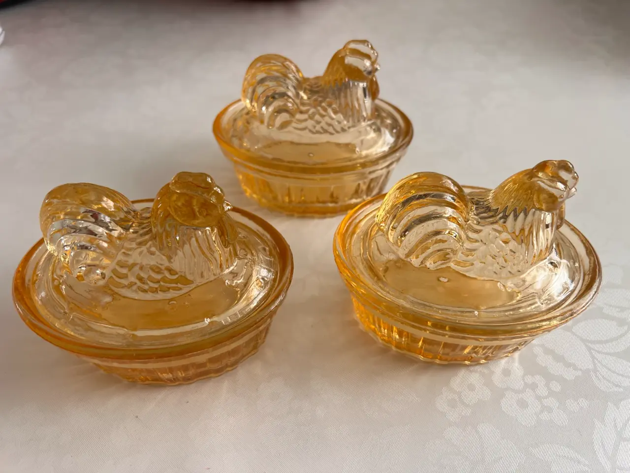 Billede 1 - Smukke vintage glas hønseskåle med låg 
