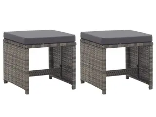Havetaburetter 2 stk. med hynder polyrattan antracitgrå