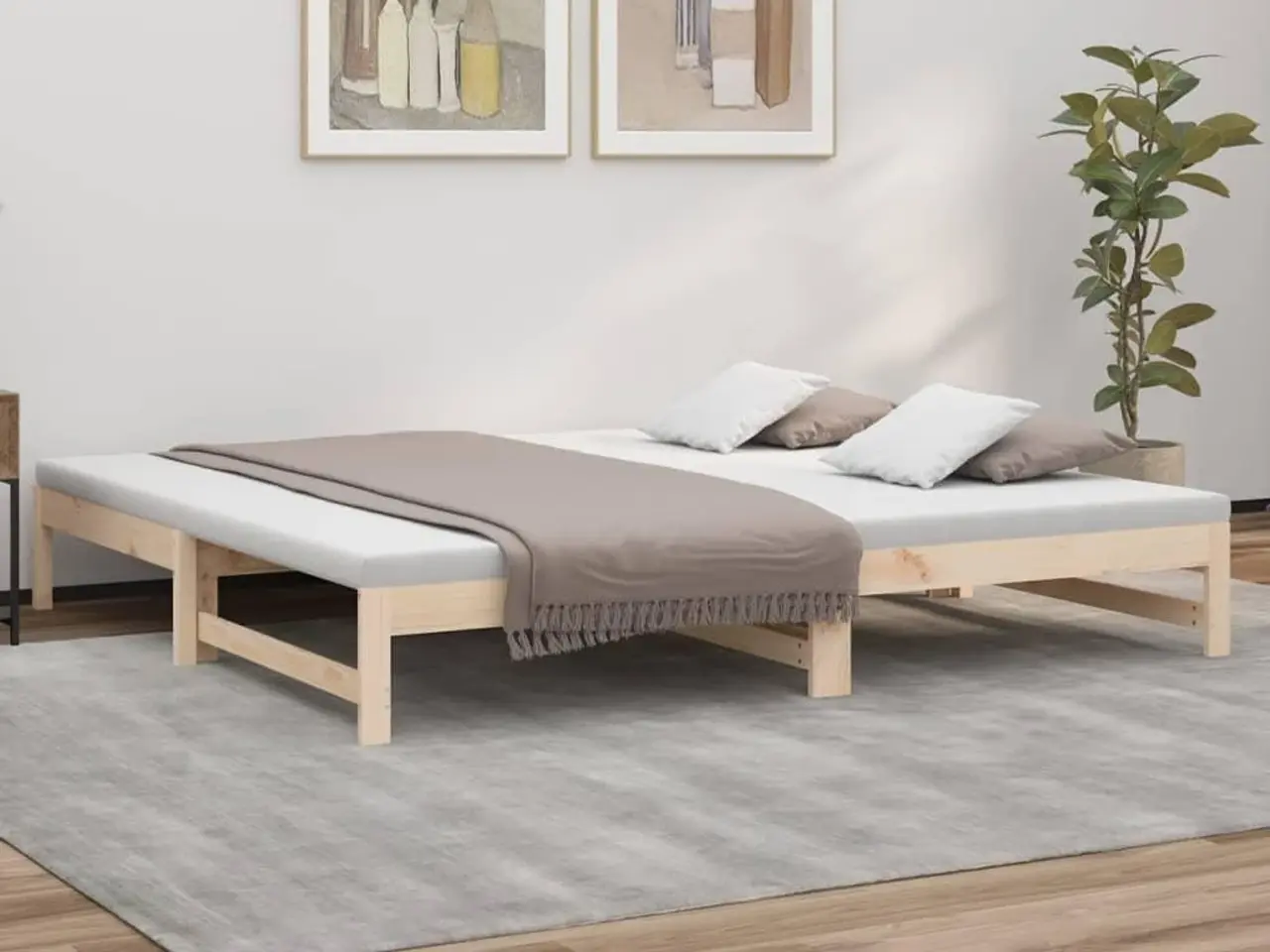 Billede 1 - Daybed med udtræk 2x(90x200) cm massivt fyrretræ