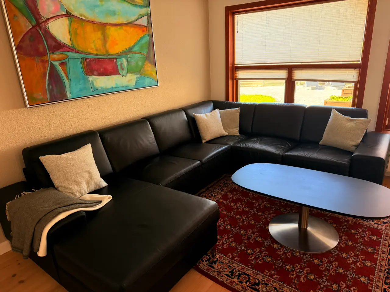 Billede 1 - Flot sort læder sofa