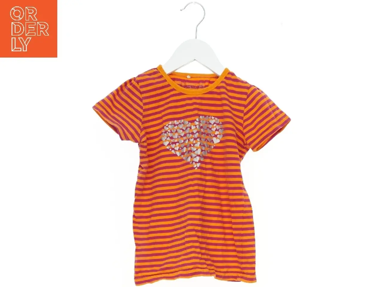 Billede 1 - Stribet T-shirt med hjerteprint fra Friends (str. 122)