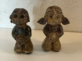 Troldebørn i keramik/stentøj