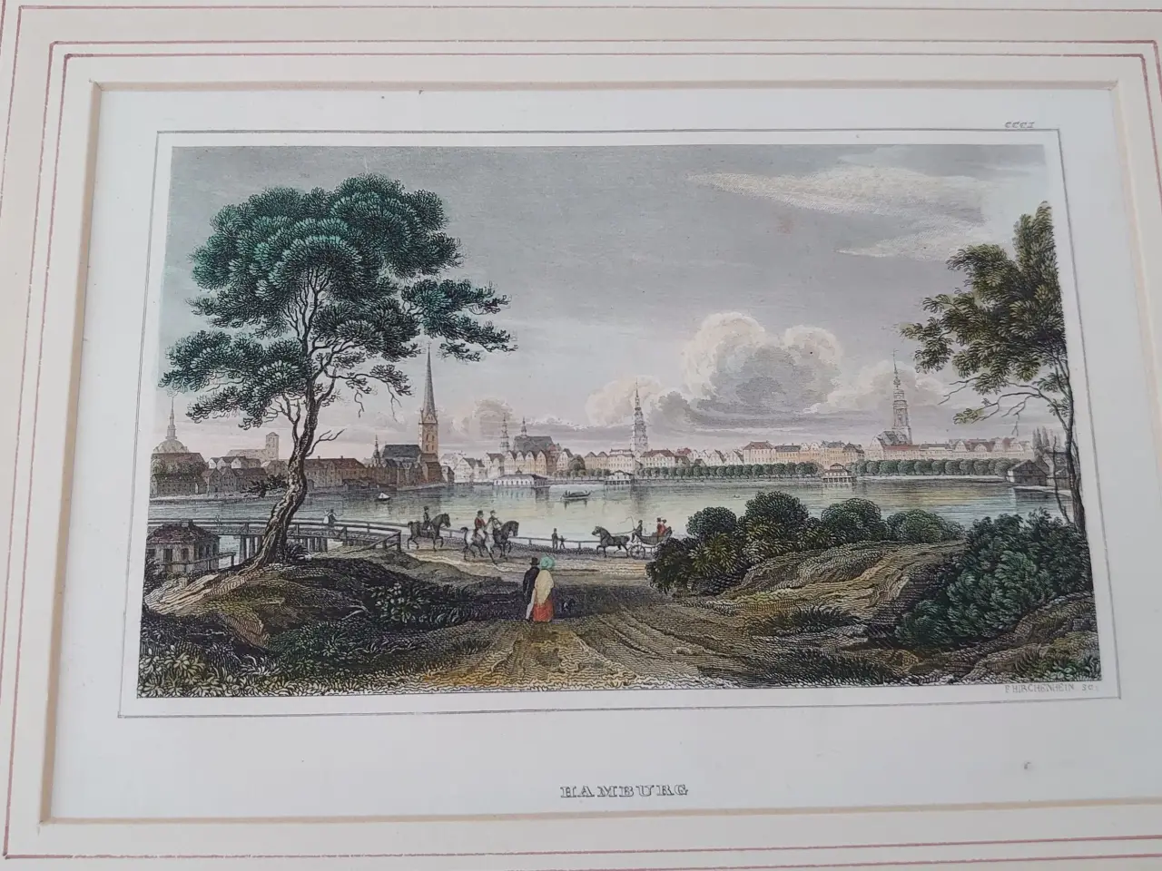 Billede 3 - 4 stk antikke kolorerede kobberstik fra 1833-1840.