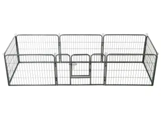 Løbegård til hunde 8 paneler stål 60 x 80 sort