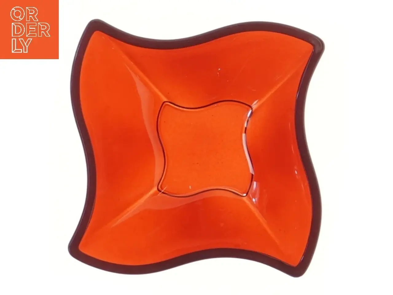 Billede 2 - Rødt glasfad (str. 14,5x14,5 cm)